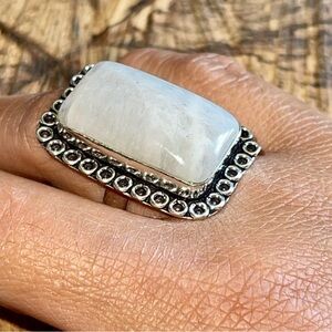Rainbow Moonstone Ring Size 7 3/4